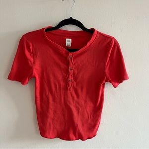 BDG Red Ribbed Henley